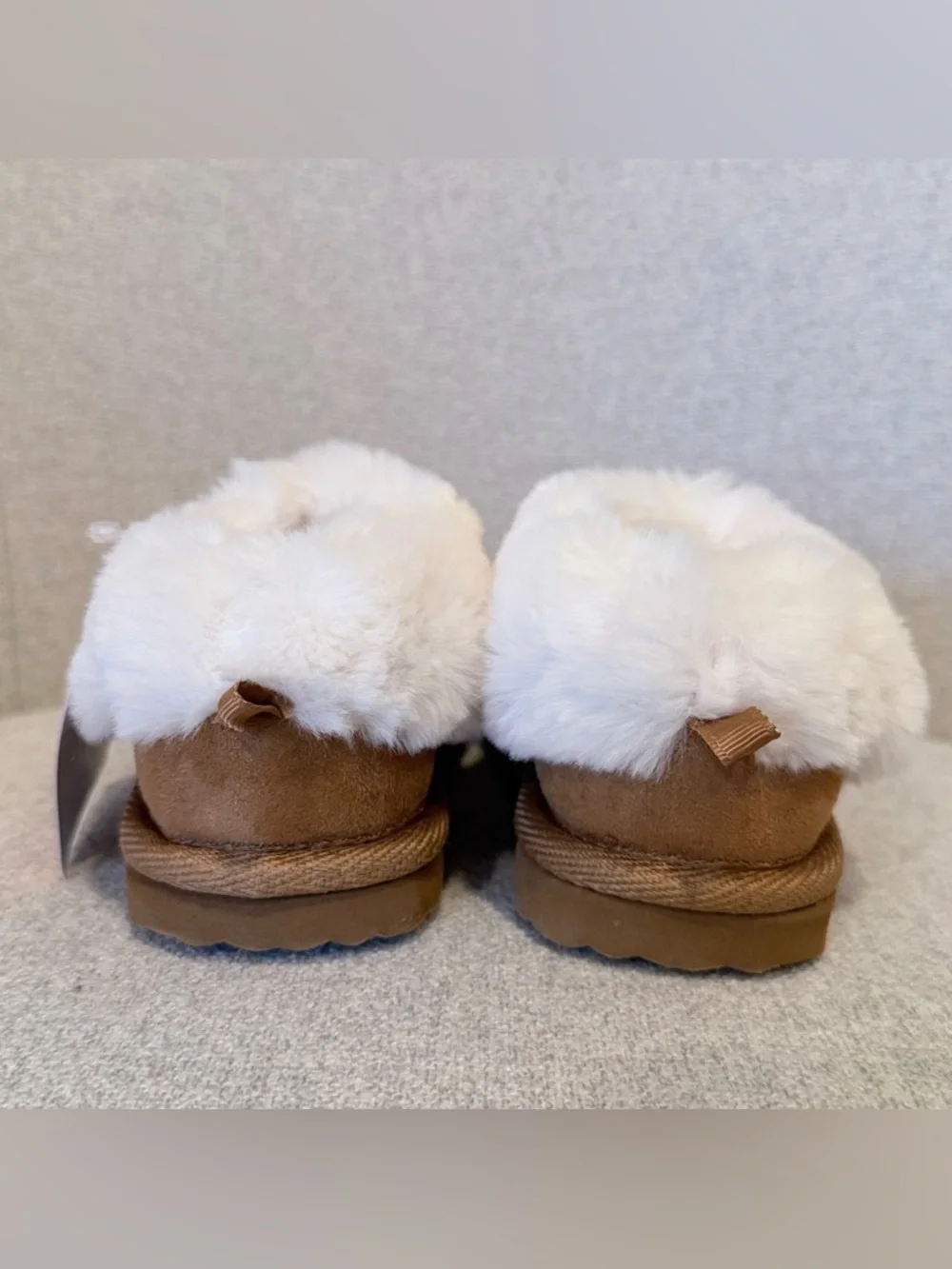 NWT Wonder Nation Toddler/ Youth chestnut faux suede/ fur slippers
